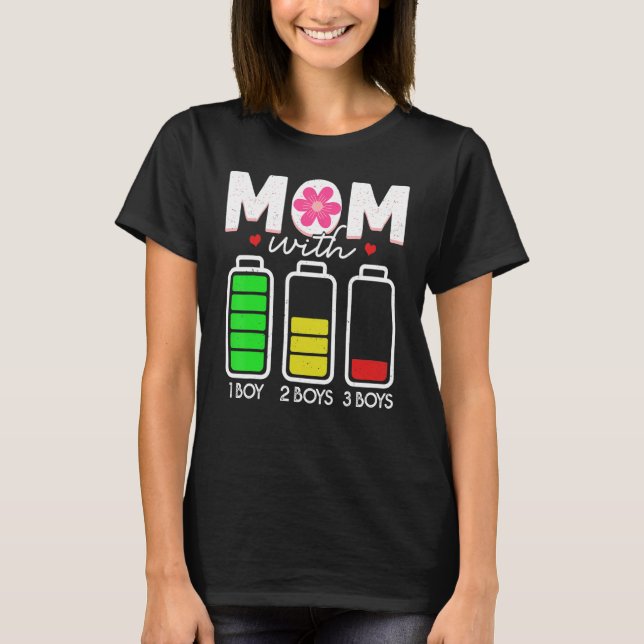 Camiseta Mamá Con Tres Niños Batería Vacía Mamá Con Tres Hi (Anverso)
