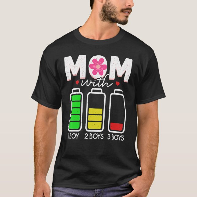 Camiseta Mamá Con Tres Niños Batería Vacía Mamá Con Tres Hi (Anverso)