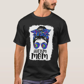 Camiseta Mamá Conciencia del Autismo Moño Desordenado Infin