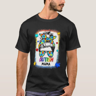 Camiseta Mamá Conciencia del Autismo Vida Moño Desordenado