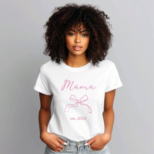 Camiseta Mamá | Coquette Pink Bow y Script (Subido por el creador)