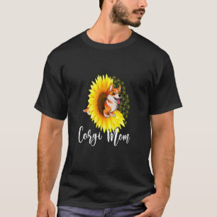 Camiseta Mamá Corgi Lindo Perro Corgi Girasol Mascota Flor