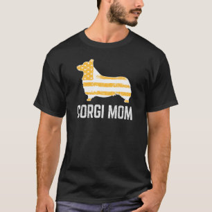 Camiseta Mamá Corgi Vintage Patriótica Con Bandera American