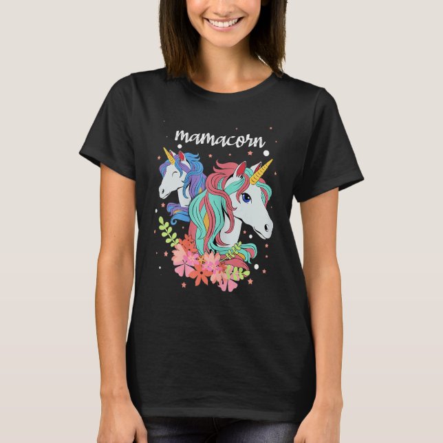 Camiseta Mama Corn Unicorn Rainbow Mom Baby Girl D (Anverso)