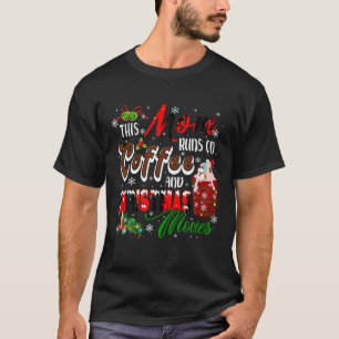 Camiseta Mamá Corre En Café Y Cine De Navidad Bebiendo Grac