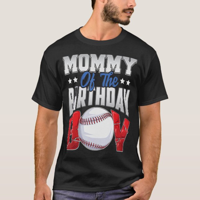 Camiseta Mamá cumpleaños de béisbol Boy Baller familiar por (Anverso)
