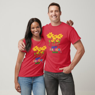 Camiseta Mamá Cumpleaños Mamá Flores Amarillas Personalizad