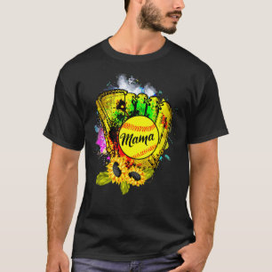 Camiseta Mama Cute Sunflowers Pitcher Holding Ball
