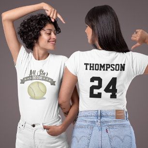 Camiseta Mamá Cute Whimsical All Star Softball Rótulo Vinta