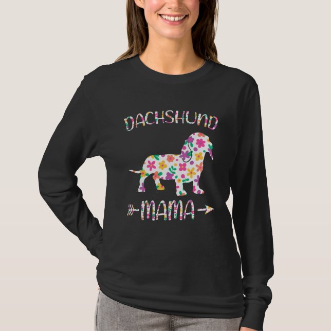 Camiseta Mamá Dachshund Floral Mamá Perruna Día de las Madr (Anverso)
