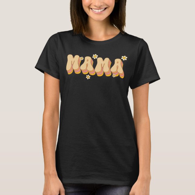 Camiseta Mama Daisy Flowers Retro Groovy Style Gardeners Mo (Anverso)