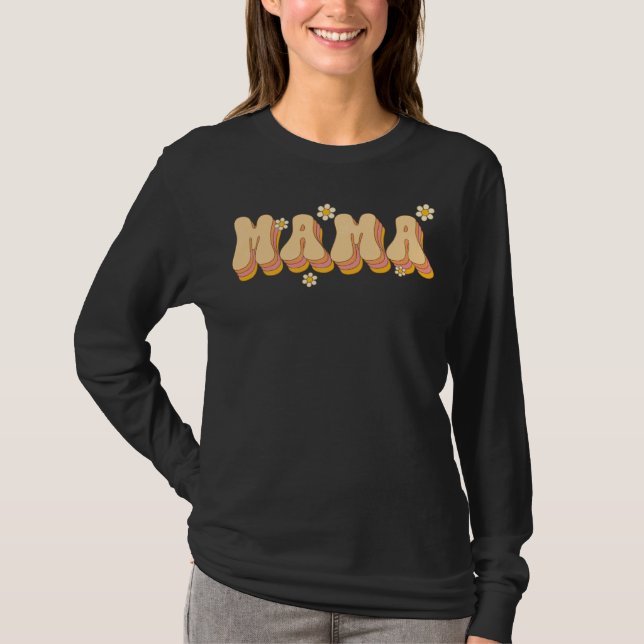 Camiseta Mama Daisy Flowers Retro Groovy Style Gardeners Mo (Anverso)