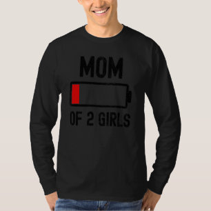 Camiseta Mamá De 2 Chicas Con Baja Energía De Batería Mola