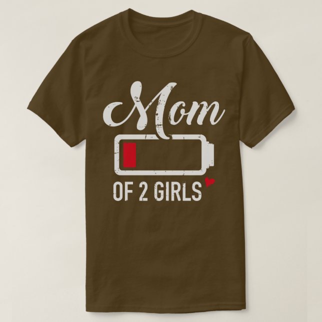 Camiseta Mamá de 2 chicas con batería baja (Diseño del anverso)
