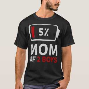 Camiseta Mamá de 2 chicos con batería baja cansada mamá hum