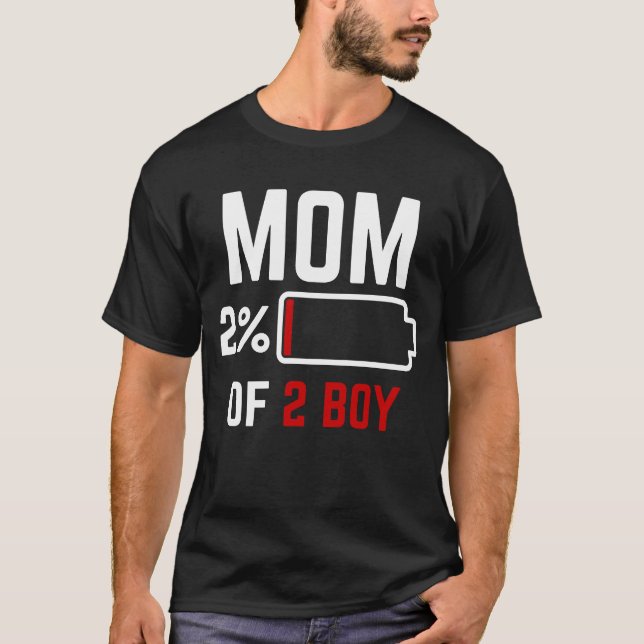 Camiseta Mamá de 2 chicos con batería baja Cumpleaños de ni (Anverso)