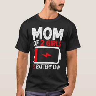 Camiseta Mamá de 2 Niñas Batería Baja de Hija Día de las
