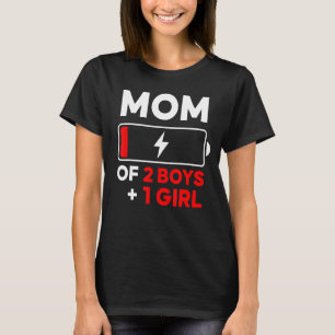 Camiseta Mamá De 2 Niños 1 Chica A Mujeres De Cumpleaños De