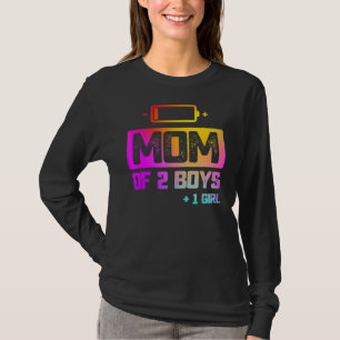 Camiseta Mamá De 2 Niños 1 Chica Batería Baja