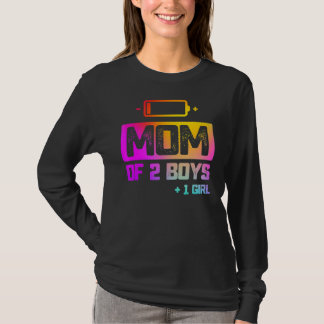 Camiseta Mamá De 2 Niños 1 Chica Batería Baja