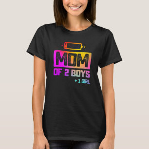 Camiseta Mamá De 2 Niños 1 Chica Batería Baja
