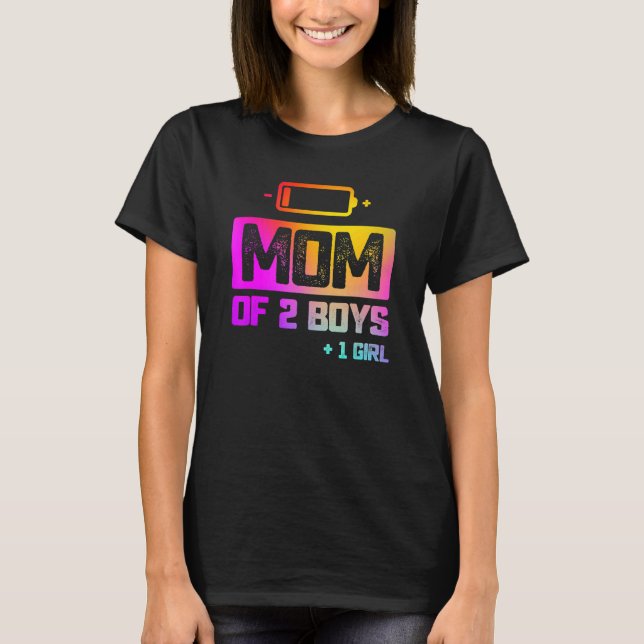 Camiseta Mamá De 2 Niños 1 Chica Batería Baja (Anverso)