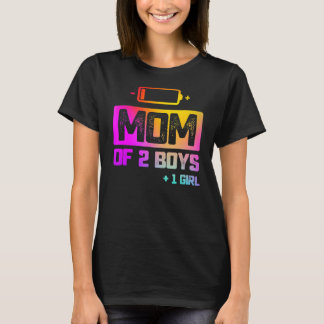 Camiseta Mamá De 2 Niños 1 Chica Batería Baja