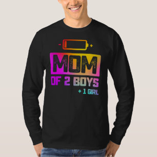 Camiseta Mamá De 2 Niños 1 Chica Batería Baja