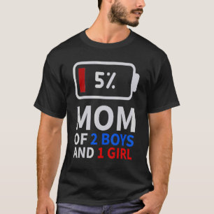 Camiseta Mamá de 2 niños 1 Chica familia de mamá cansada de