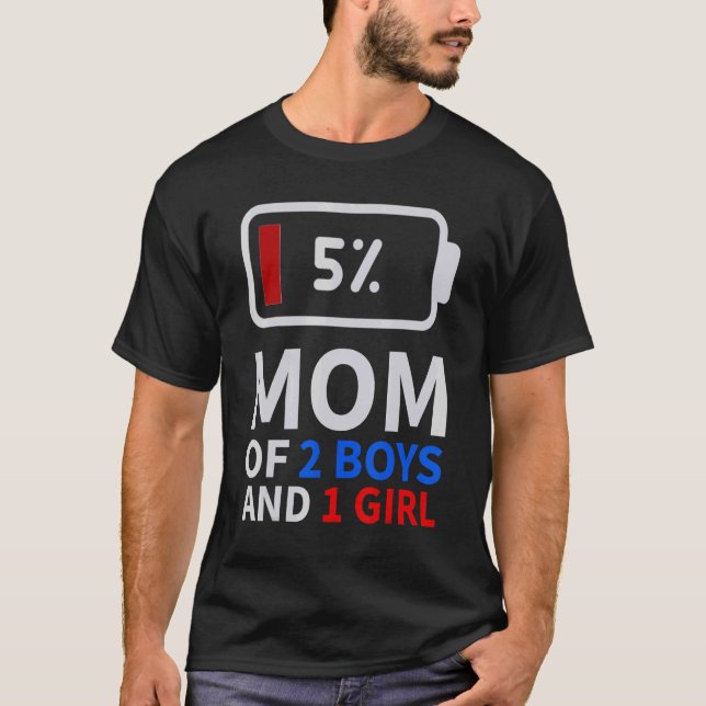 Camiseta Mamá de 2 niños 1 Chica familia de mamá cansada de (Anverso)