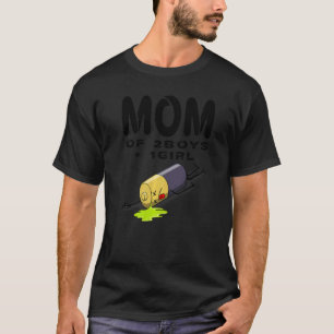 Camiseta Mamá De 2 Niños + 1chica Sin Batería De Aguja Cero