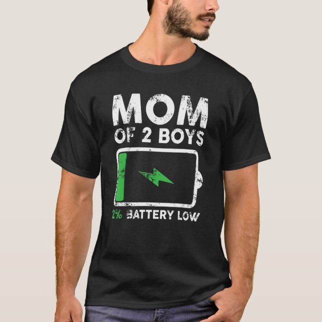 Camiseta Mamá De 2 Niños 2 Batería De Madre Cansada Con Poc (Anverso)