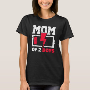 Camiseta Mamá de 2 niños con batería baja Orgullosa Día de