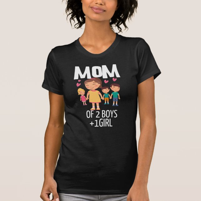 Camiseta Mamá De 2 Niños Y 1 Chica (Anverso)