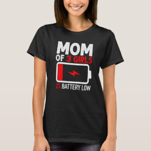Camiseta Mamá De 3 Chicas Con Batería Baja De Madres Hijas