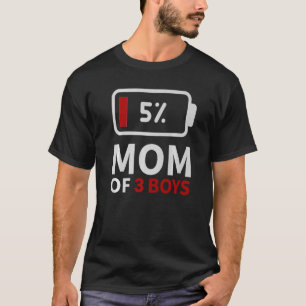 Camiseta Mamá de 3 chicos con batería baja cansada mamá hum