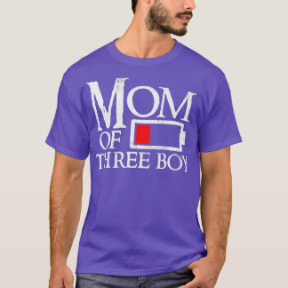 Camiseta Mamá de 3 chicos con batería baja divertida