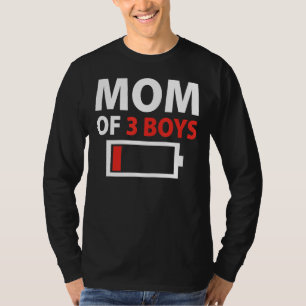 Camiseta Mamá De 3 Niños Con Batería Baja Vida De Mamá