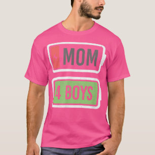 Camiseta Mamá de 4 chicos con baja batería Recarge divertid