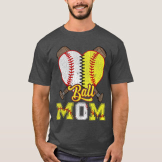 Camiseta Mamá de ambos Balón Mamá Mitad Softbol Mitad Béisb