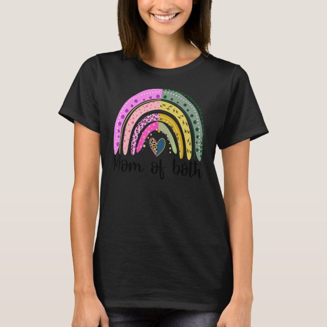 Camiseta Mamá De Ambos Corazones Leopardo Arcoiris Feliz Ma (Anverso)