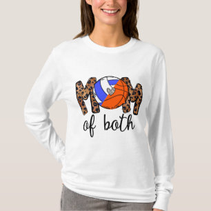 Camiseta Mamá De Ambos Voleibol De Baloncesto, Madre De Ba