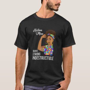 Camiseta Mamá de autismo femenino Indestructible Rompecabez