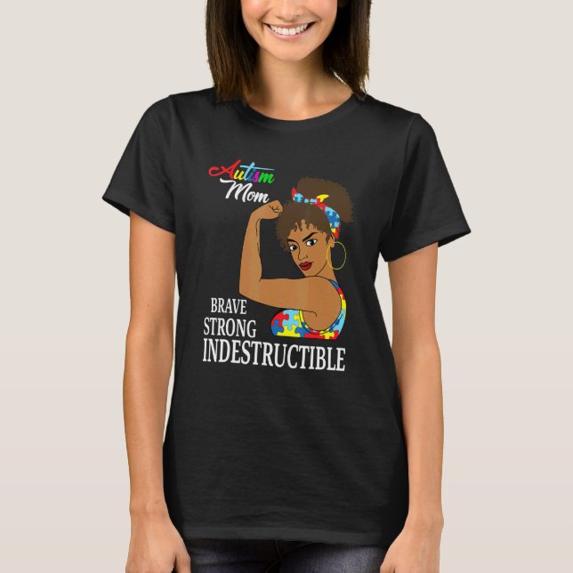 Camiseta Mamá de autismo indestructible cinta de rompecabez (Anverso)
