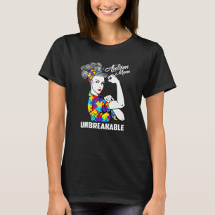 Camiseta Mamá de autismo irrompible Conciencia de autismo