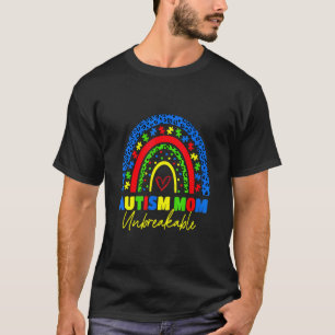 Camiseta Mamá de autismo irrompible Leopardo de arcoíris M