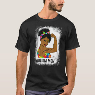 Camiseta Mamá De Autismo Irrompible Mujeres Pelo De Moño De