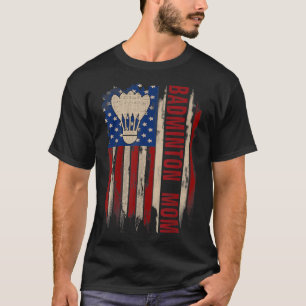 Camiseta Mamá de bádminton vintage bandera americana de EE.