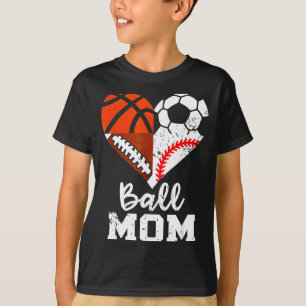 Camiseta Mamá de Balón Corazón Divertido Fútbol Baloncesto