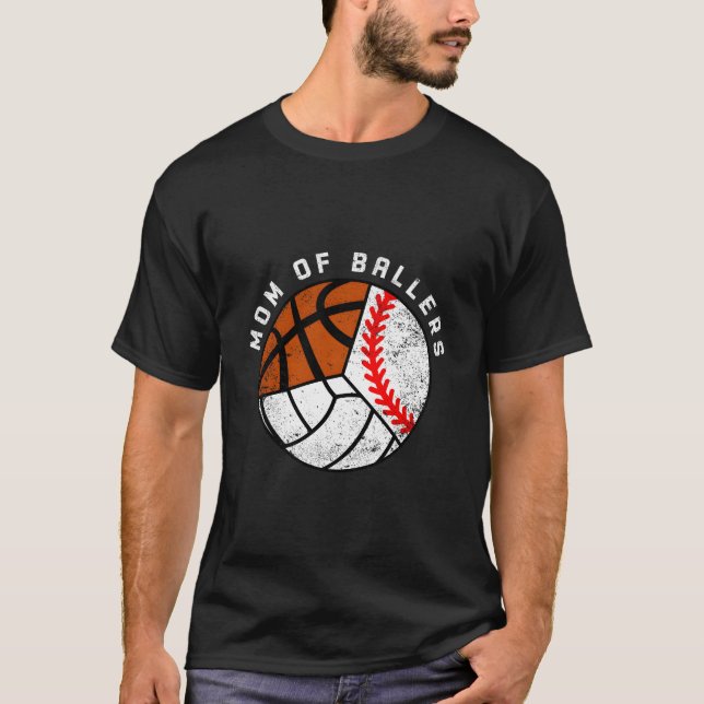 Camiseta Mamá de Baloncestistas De Voleibol De Béisbol (Anverso)